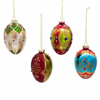 Thumbnail 8: Kurt Adler Kurt Adler 65MM Glass Egg Ornaments, 4 Piece Set. 