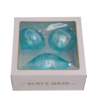 Thumbnail 2: Kurt Adler Kurt Adler 80MM Blue Finial, Onion, and Ball Glass Ornaments 