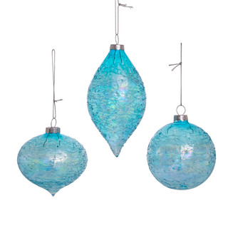 Thumbnail 4: Kurt Adler Kurt Adler 80MM Blue Finial, Onion, and Ball Glass Ornaments 