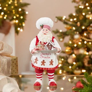 Thumbnail 2: Kurt Adler Kurt Adler 11-Inch Fabriche. Gingerbread Chef Santa. 