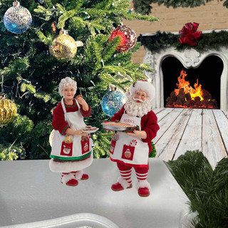 Thumbnail 6: Kurt Adler Kurt Adler 10.5-Inch Fabriche Mr. and Mrs. Santa. 