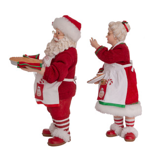 Thumbnail 8: Kurt Adler Kurt Adler 10.5-Inch Fabriche Mr. and Mrs. Santa. 