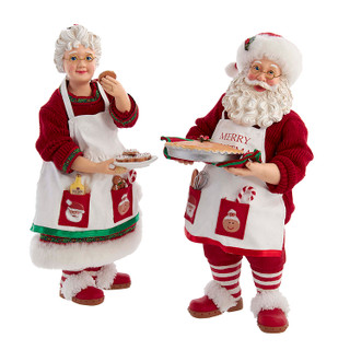 Thumbnail 4: Kurt Adler Kurt Adler 10.5-Inch Fabriche Mr. and Mrs. Santa. 