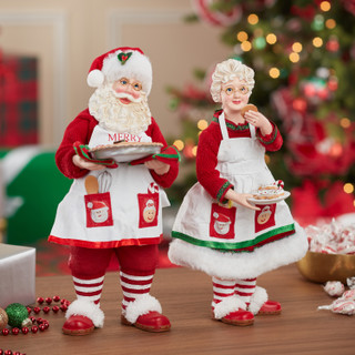 Thumbnail 2: Kurt Adler Kurt Adler 10.5-Inch Fabriche Mr. and Mrs. Santa. 