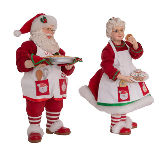 Thumbnail 14: Kurt Adler Kurt Adler 10.5-Inch Fabriche Mr. and Mrs. Santa. 