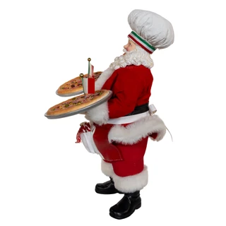 Thumbnail 8: Kurt Adler Kurt Adler 11-Inch Fabriché Chef Santa With Pizza Trays 