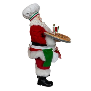 Thumbnail 4: Kurt Adler Kurt Adler 11-Inch Fabriché Chef Santa With Pizza Trays 