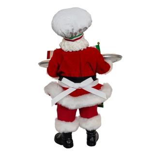 Thumbnail 6: Kurt Adler Kurt Adler 11-Inch Fabriché Chef Santa With Pizza Trays 