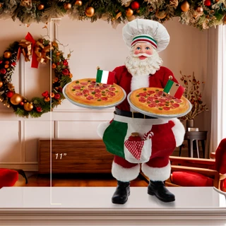Thumbnail 16: Kurt Adler Kurt Adler 11-Inch Fabriché Chef Santa With Pizza Trays 