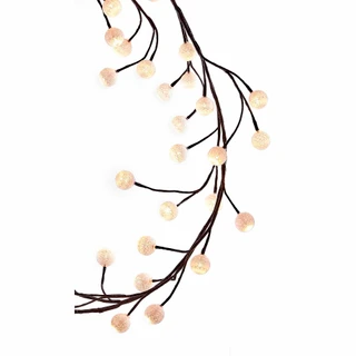 Thumbnail 2: Kurt Adler Kurt Adler 6-Foot Brown Garland Warm White Cotton Ball 48. 