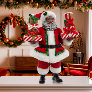Thumbnail 14: Kurt Adler Kurt Adler 10.5-Inch Fabriché African American Gift Santa 