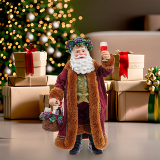 Thumbnail 14: Kurt Adler Kurt Adler 10.5-Inch Fabriché Wine Santa 