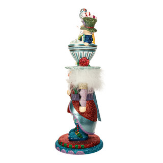 Thumbnail 3: Disney Kurt Adler 18-Inch Hollywood Alice Teacup Hat Nutcracker. 