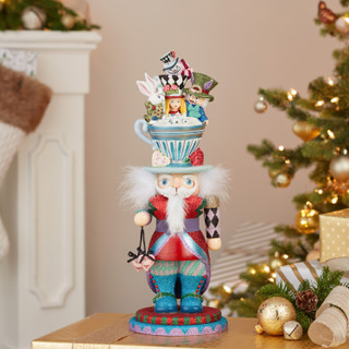 Thumbnail 7: Disney Kurt Adler 18-Inch Hollywood Alice Teacup Hat Nutcracker. 