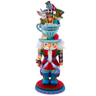 Thumbnail 1: Disney Kurt Adler 18-Inch Hollywood Alice Teacup Hat Nutcracker. 