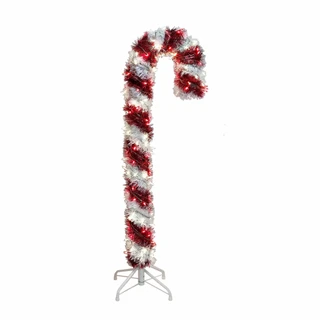 Thumbnail 2: Kurt Adler Kurt Adler 4-Foot Pre-Lit Red and White LED Tinsel Candy. 