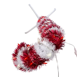 Thumbnail 10: Kurt Adler Kurt Adler 4-Foot Pre-Lit Red and White LED Tinsel Candy. 