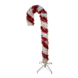Thumbnail 6: Kurt Adler Kurt Adler 4-Foot Pre-Lit Red and White LED Tinsel Candy. 