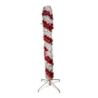 Thumbnail 4: Kurt Adler Kurt Adler 4-Foot Pre-Lit Red and White LED Tinsel Candy. 