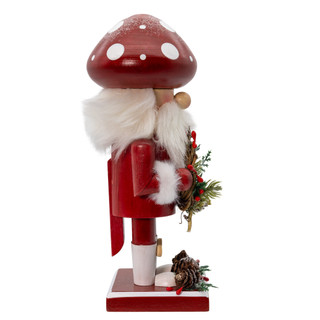 Thumbnail 4: Kurt Adler Kurt Adler 9-Inch Wooden Mushroom Santa Nutcracker 
