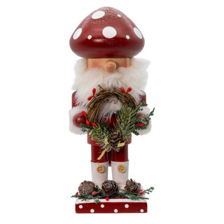 Thumbnail 2: Kurt Adler Kurt Adler 9-Inch Wooden Mushroom Santa Nutcracker 
