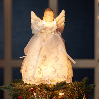 Thumbnail 20: Kurt Adler Kurt Adler UL 10-Light 10-Inch Gold and Ivory Angel Treetop. 