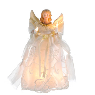 Thumbnail 2: Kurt Adler Kurt Adler UL 10-Light 10-Inch Gold and Ivory Angel Treetop. 