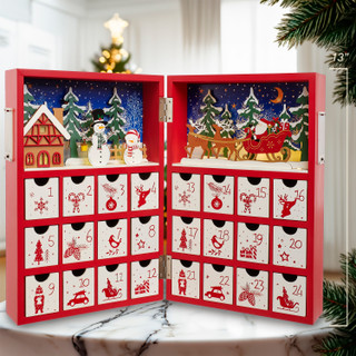Thumbnail 12: Kurt Adler Kurt Adler 13-Inch Pre-Lit Wooden Christmas Advent Calendar 