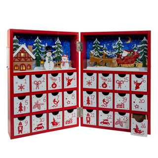 Thumbnail 6: Kurt Adler Kurt Adler 13-Inch Pre-Lit Wooden Christmas Advent Calendar 