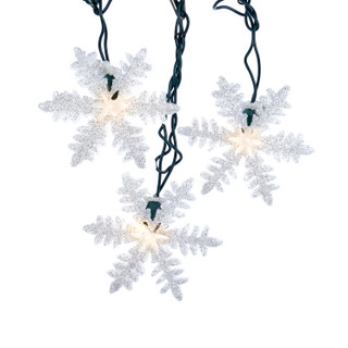 Thumbnail 4: Kurt Adler Kurt Adler UL 10-Light White Snowflake Party Light Set. 