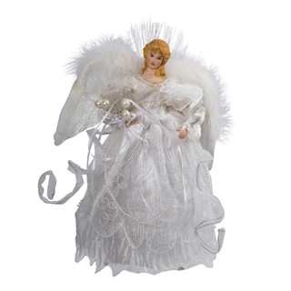 Thumbnail 2: Kurt Adler Kurt Adler 12-Inch White and Silver Fiber Optic LED Angel. 