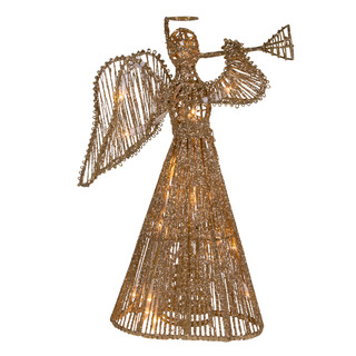 Thumbnail 8: Kurt Adler Kurt Adler 12-Inch 20 Light Incandescent Gold Glitter Angel 