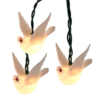 Thumbnail 2: Kurt Adler 10-Light Glitter Dove Light Set 