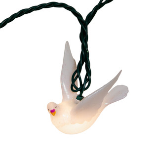 Thumbnail 4: Kurt Adler 10-Light Glitter Dove Light Set 