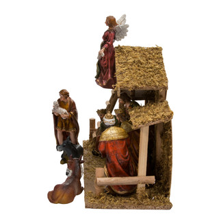 Thumbnail 10: Kurt Adler Kurt Adler 12-Piece Nativity Set with Wooden Stable. 