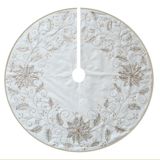 Thumbnail 6: Kurt Adler Kurt Adler 54-Inch Ivory Holly Tree Skirt. 