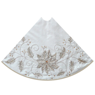 Thumbnail 4: Kurt Adler Kurt Adler 54-Inch Ivory Holly Tree Skirt. 