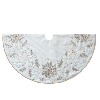 Thumbnail 8: Kurt Adler Kurt Adler 54-Inch Ivory Holly Tree Skirt. 