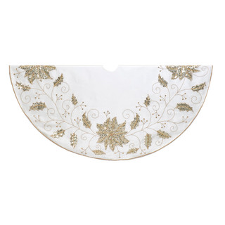Thumbnail 2: Kurt Adler Kurt Adler 54-Inch Ivory Holly Tree Skirt. 