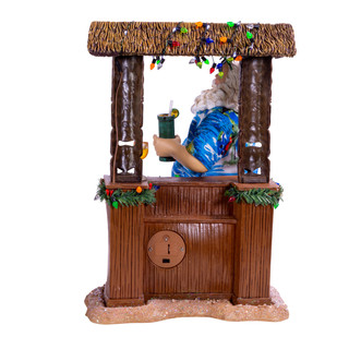 Thumbnail 8: Kurt Adler 11-Inch Fabriché Beach Santa Sitting at Tiki Bar 