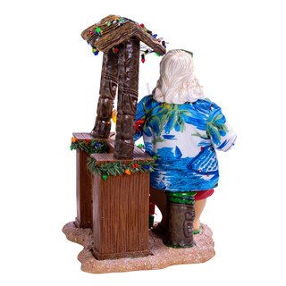 Thumbnail 6: Kurt Adler 11-Inch Fabriché Beach Santa Sitting at Tiki Bar 
