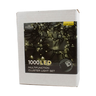 Thumbnail 10: Kurt Adler 1000-Light 33-Foot Cluster Garland, Warm White LED Bulbs 
