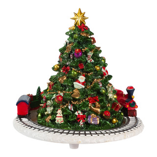 Thumbnail 6: Kurt Adler 6-Inch Christmas Tree with Revolving Train Music Box 