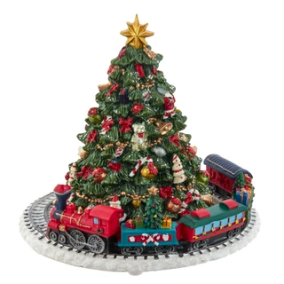 Thumbnail 2: Kurt Adler 6-Inch Christmas Tree with Revolving Train Music Box 