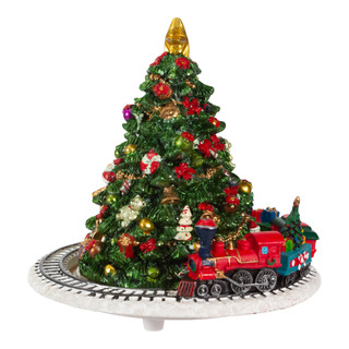 Thumbnail 4: Kurt Adler 6-Inch Christmas Tree with Revolving Train Music Box 