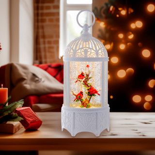 Thumbnail 2: Kurt Adler Kurt Adler 10.25-Inch LED Swirl Cardinals Water Bird Cage 