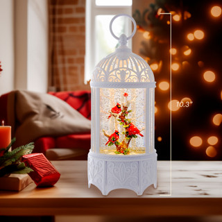 Thumbnail 20: Kurt Adler Kurt Adler 10.25-Inch LED Swirl Cardinals Water Bird Cage 