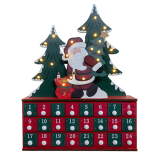 Thumbnail 4: Kurt Adler Kurt Adler 15.75-Inch Pre-Lit Wooden Advent Calender 