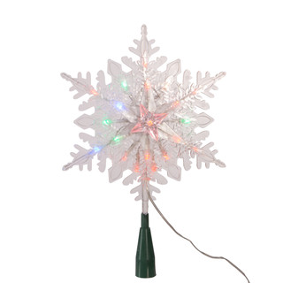 Thumbnail 2: Kurt Adler 20-Light 10-In. Clear Snowflake Tree Topper w/ RGB LED Bulbs 