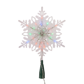 Thumbnail 6: Kurt Adler 20-Light 10-In. Clear Snowflake Tree Topper w/ RGB LED Bulbs 
